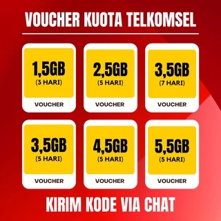 Voucher Kuota Data Telkomsel 1,5GB 2,5GB 3,5GB 4,5GB 5,5GB | Kirim Kode Via Chat