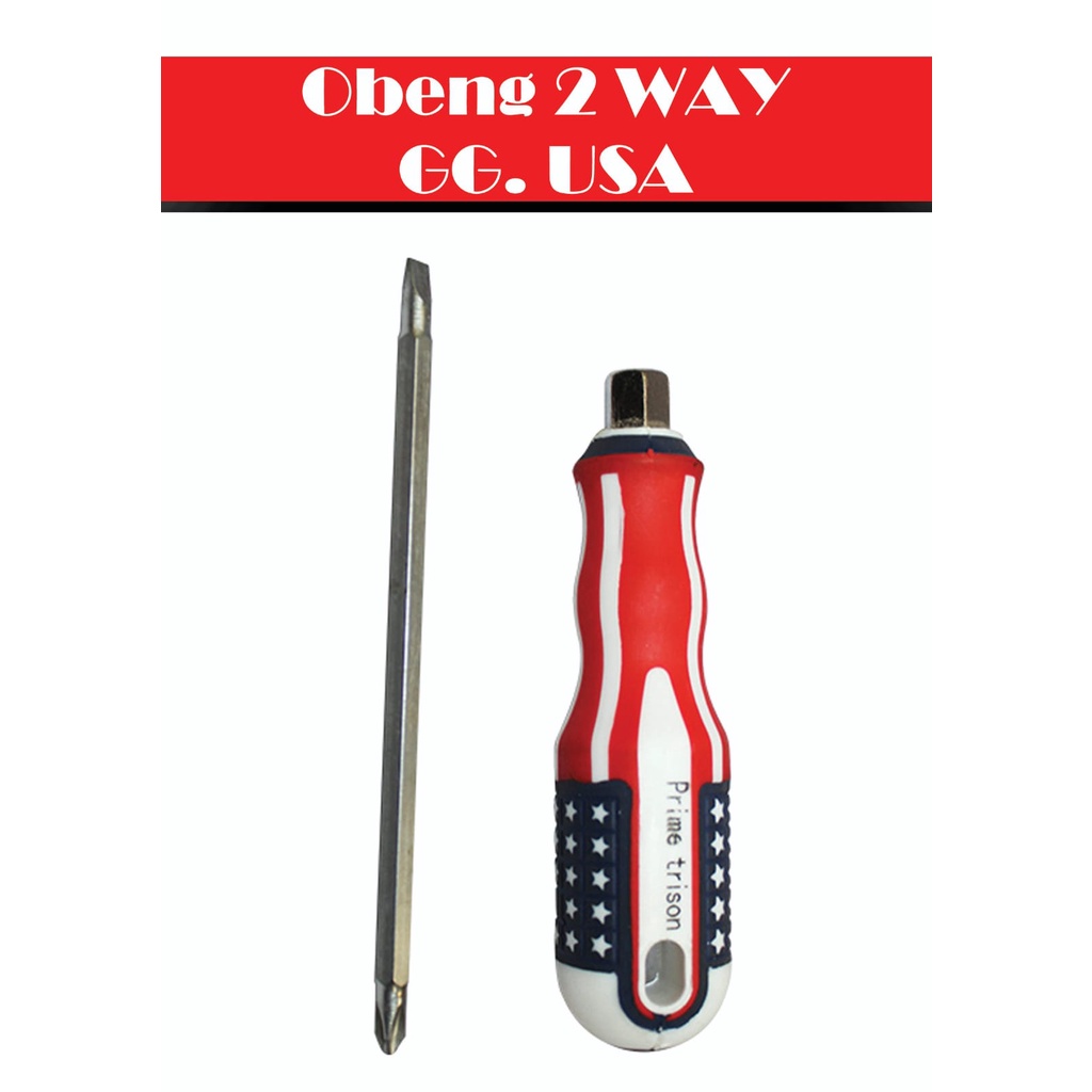 Jual Obeng bolak balik USA 2 way 2in1 obeng plus minus 4