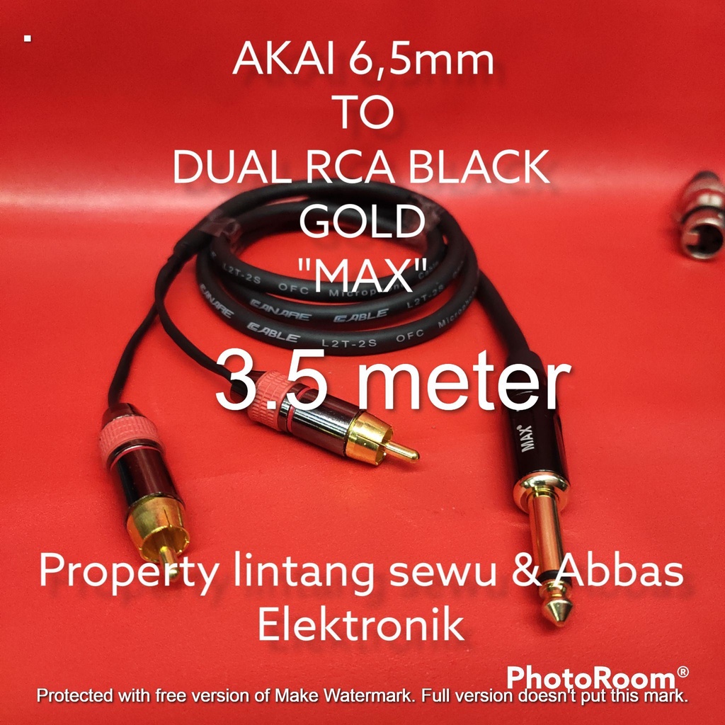 Jual KABEL JEK AKAI 6,5MM MAX TO DUAL RCA BLACK GOLD 3.5 METER | Shopee ...