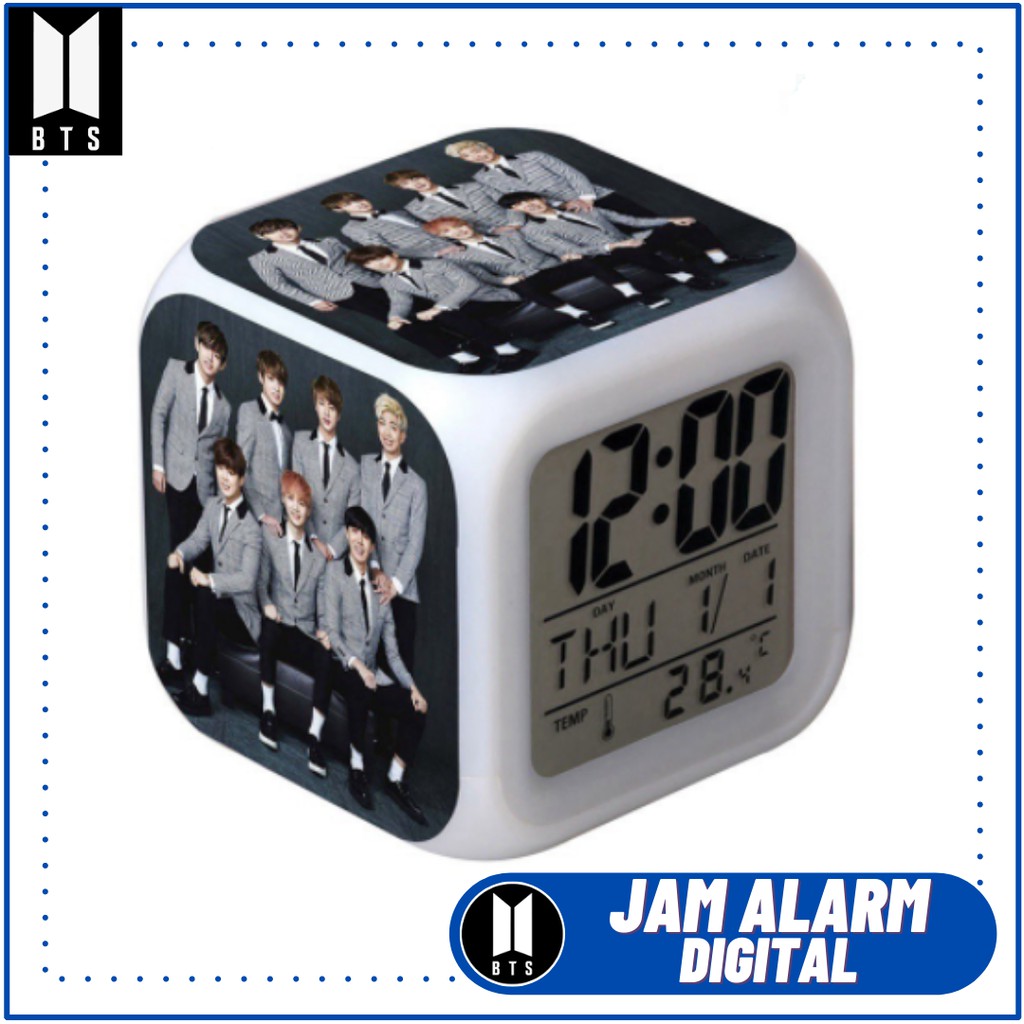 Jual Jam Weker Digital Glow Alarm Clock 7 LED Color Change KPOP Bangtan