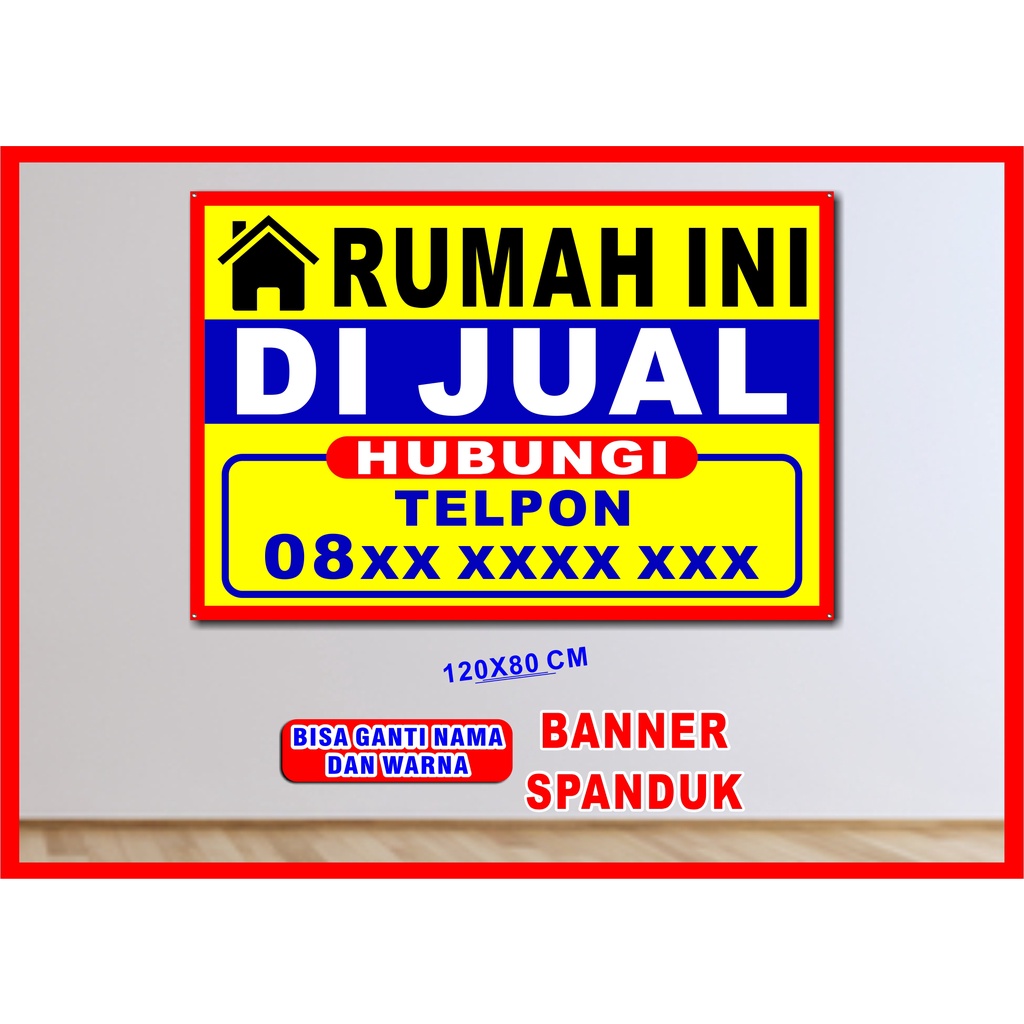 Jual Spanduk Rumah ini Dijual, banner Rumah ini Dijual 120 x 80 cm COD