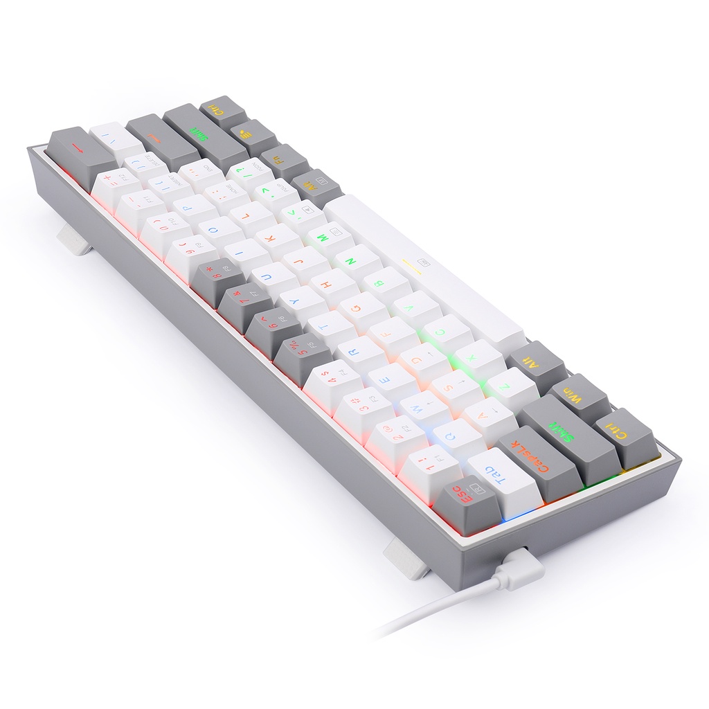 Jual Redragon Mechanical Gaming Keyboard 60% WHITE GREY RAINBOW FIZZ ...