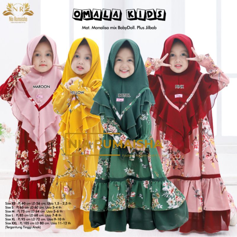 Jual Gamis Omala Kids Syar'i Setelam Anak Muslim 112 tahun Monalisa