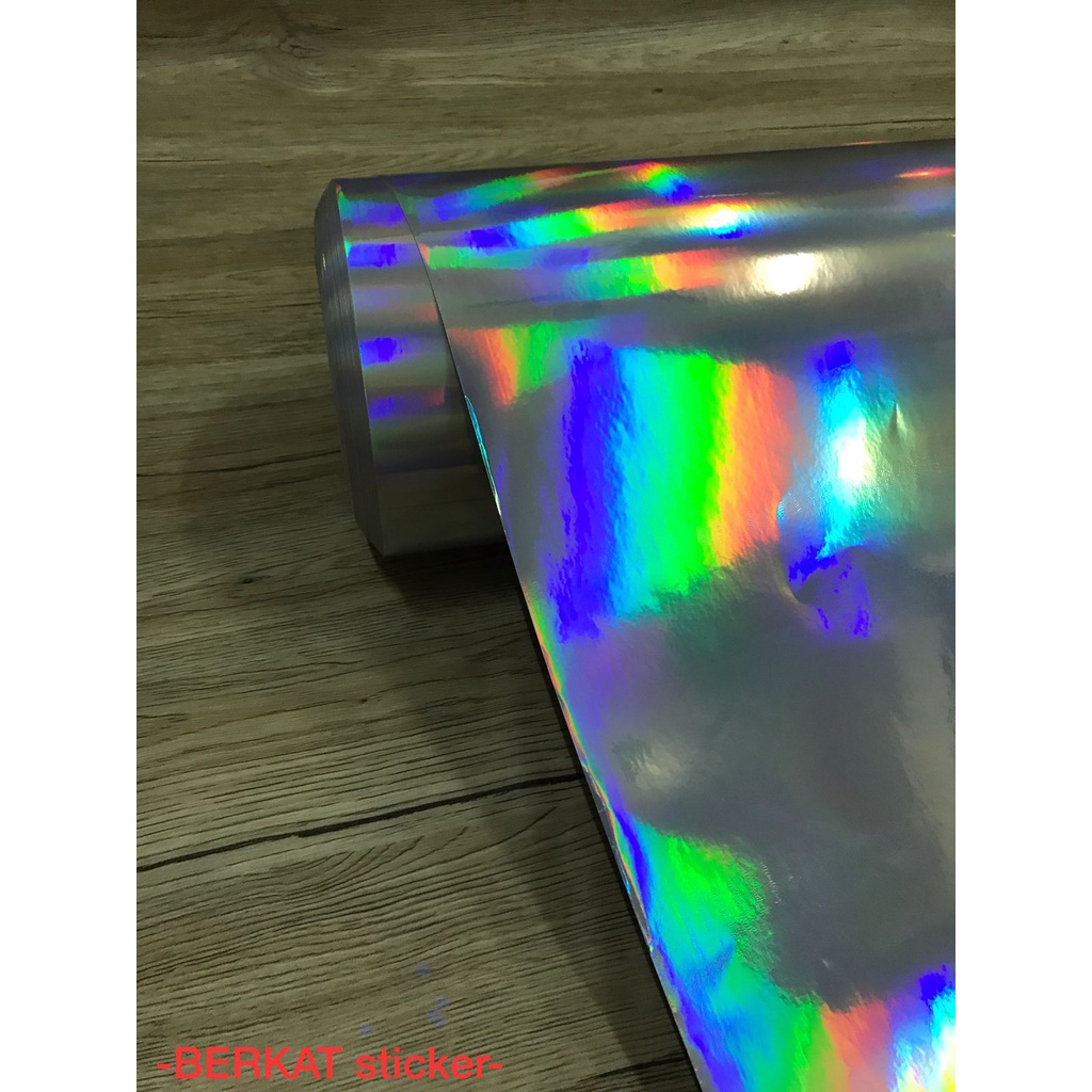 Jual STICKER LASER CHROME HOLOGRAPHIC HOLOGRAM LENTUR SILVER KROM 127 ...
