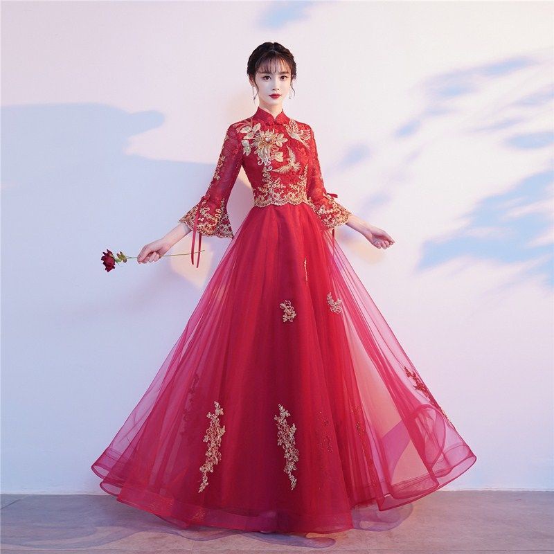 Jual Gaun pengantin Cina cheongsam pernikahan pertunangan gaun