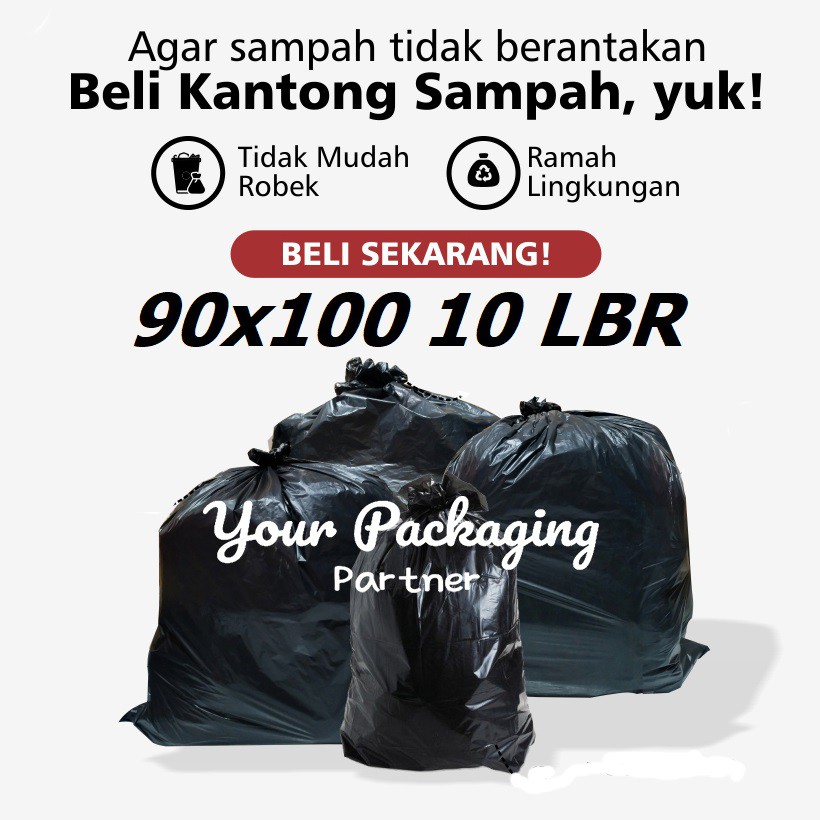 Jual Plastik Sampah Besar 90x100cm Hitam Trash Bag Hd Kantong Sampah Jumbo Tidak Berbau Tebal 8643