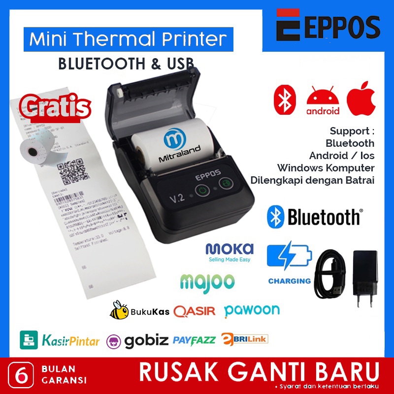 Jual Printer Bluetooth Mini EPPOS EPX583-V2 RPP02 ANDROID (FREE KERTAS ...
