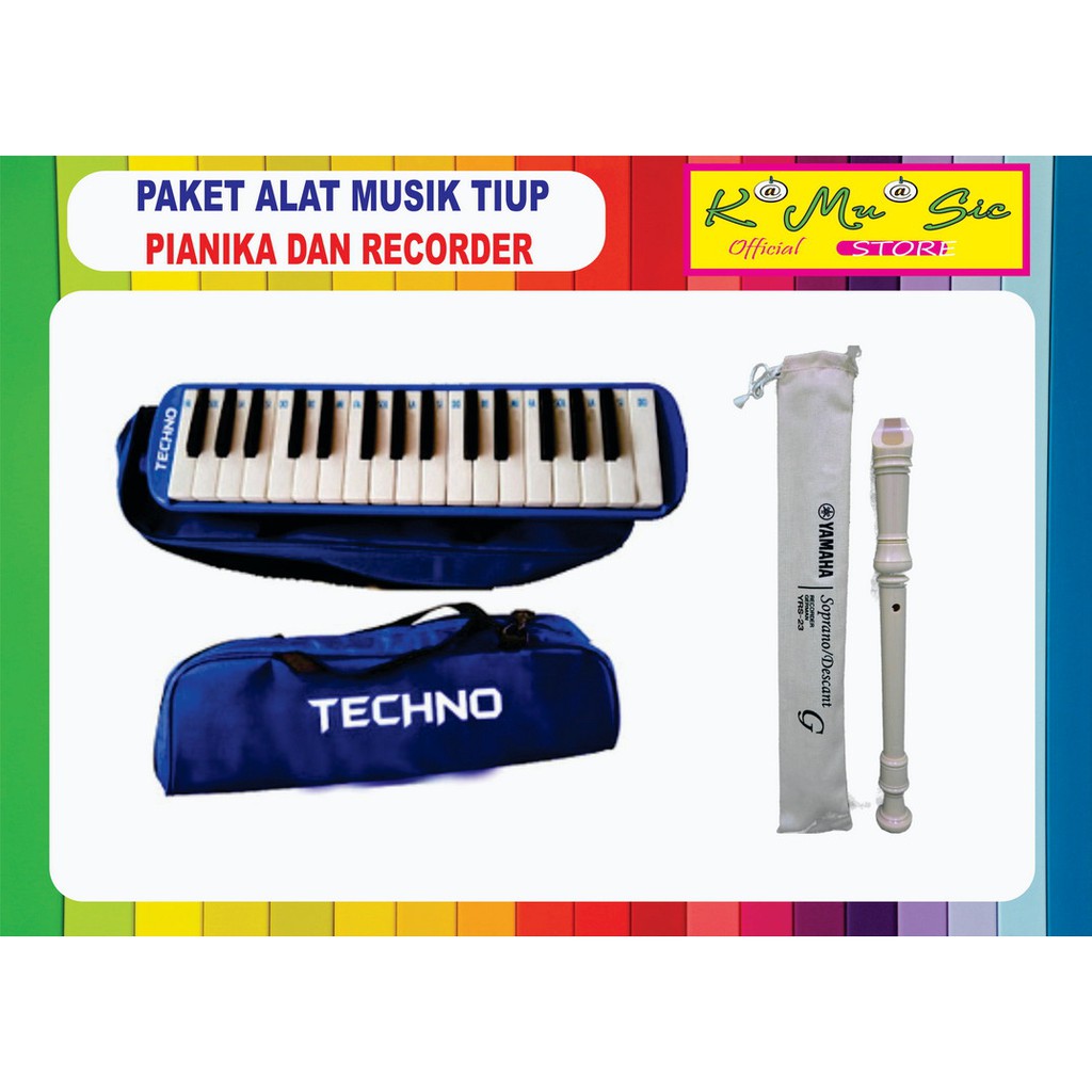 Jual Paket perlengkapan alat musik tiup pianika techno dan recorder ...