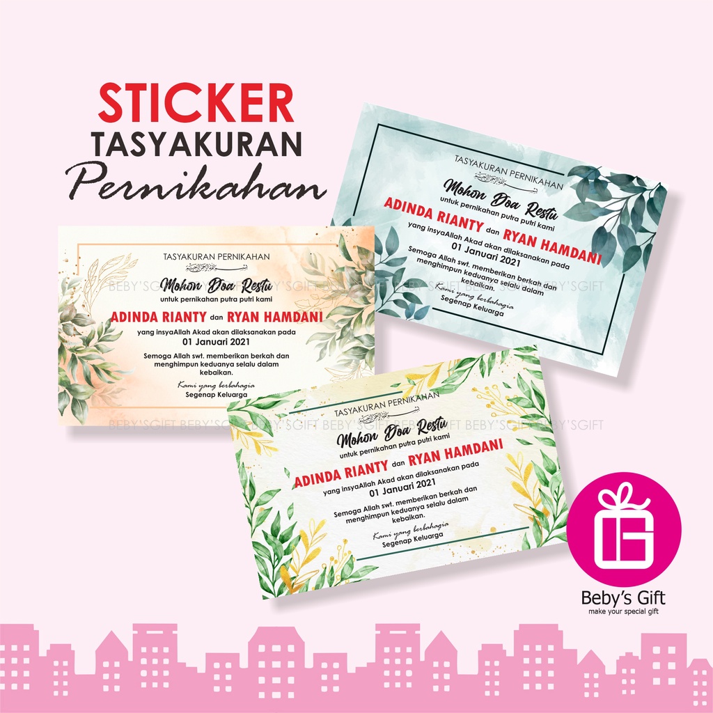 Jual Isi 25pcs Stiker Tasyakuran Pernikahan Sticker Box Nasi Syukuran Nikahan Shopee Indonesia 4910