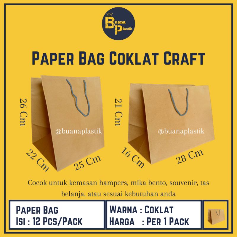 Jual Paper Bag Coklat Paperbag Bento Paper Bag Kantong Tas Kertas Coklat Dos Coklat