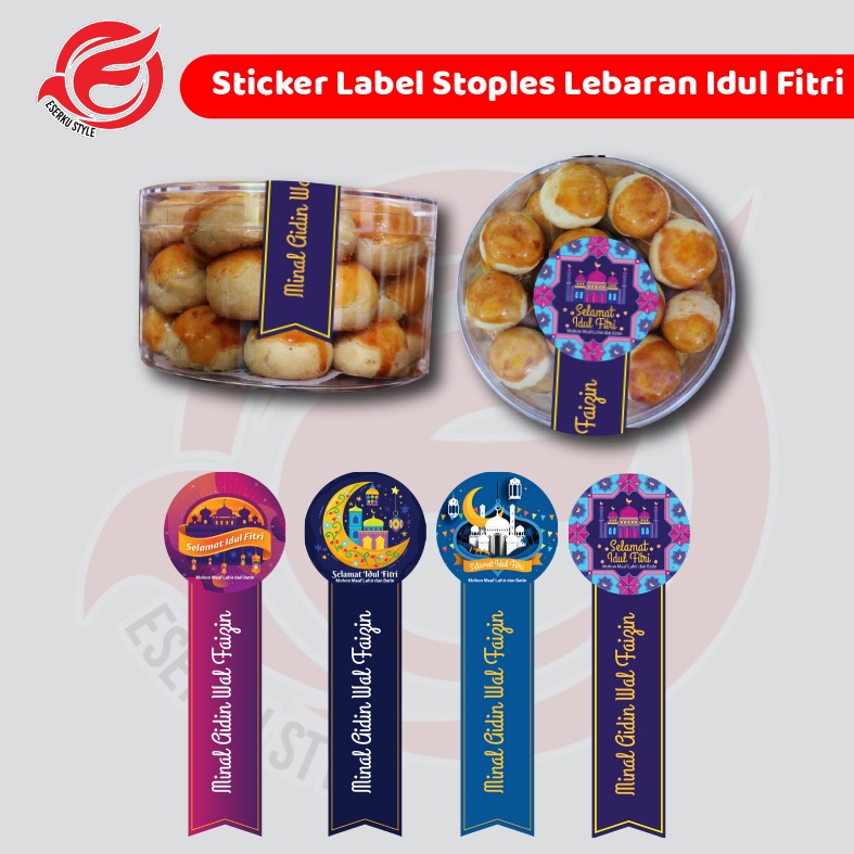 Jual Cetak Sticker Label Toples Lebaran Idul Fitri / Custom Stiker