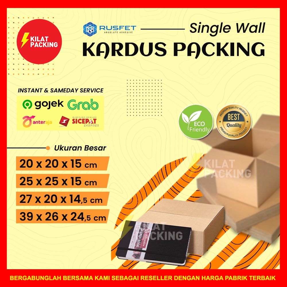 Jual Kardus Packing Rusfet Dus Karton Box Kotak Kemasan Barang Baru Coklat Polos Satuan 2578