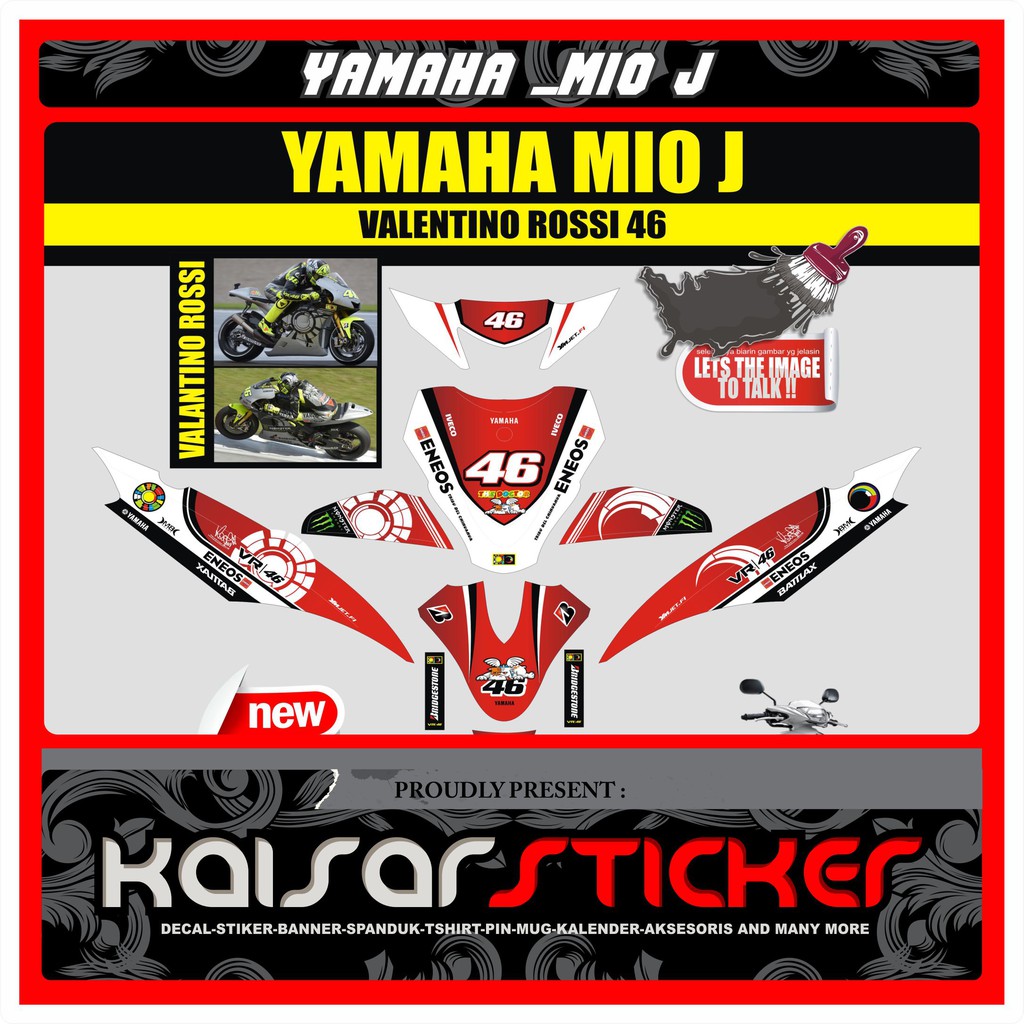 Jual Sticker Decal Motor Full Body Stiker Yamaha Mio J Rossi Merah ...