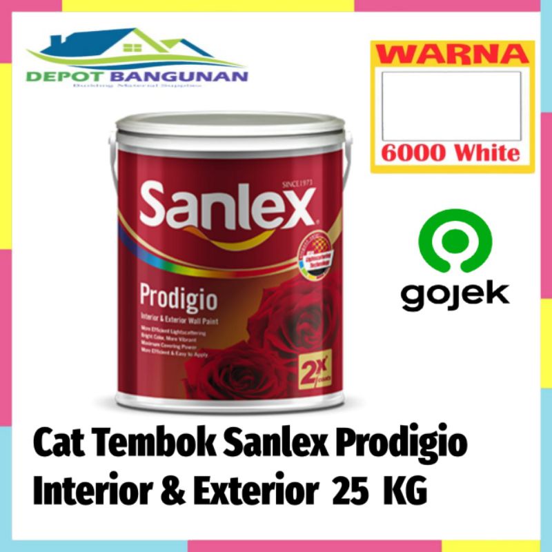 Jual Cat Plafon Gipsum Cat Tembok Sanlex Prodigio Interior 6000 White 25 Kg Shopee Indonesia 5378