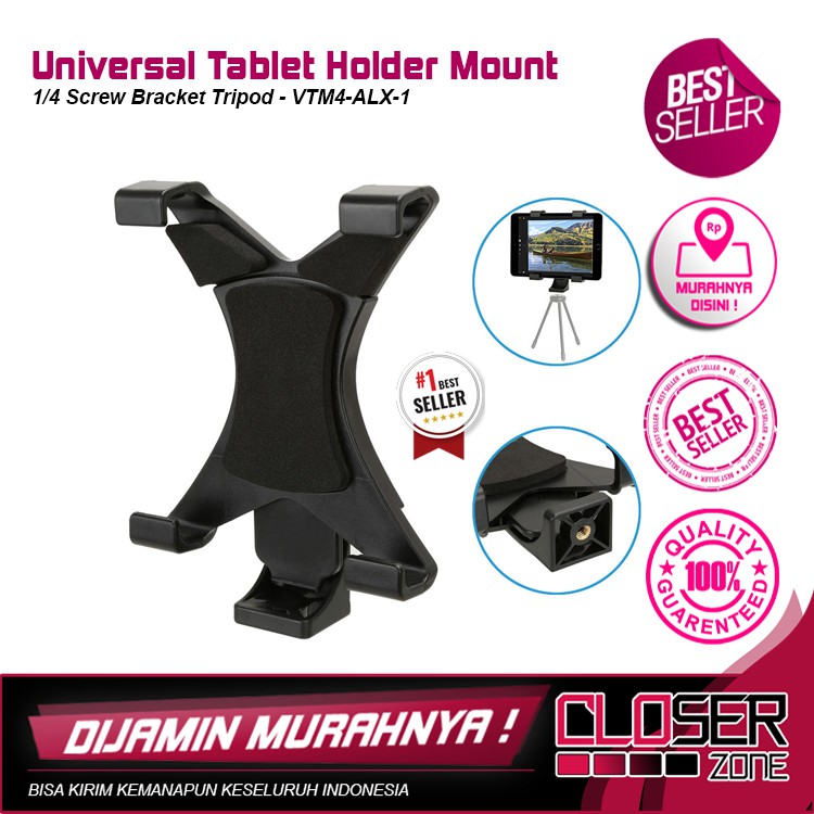Jual Universal Tablet Holder Mount 1/4 Screw Bracket Tripod - VTM4-ALX ...