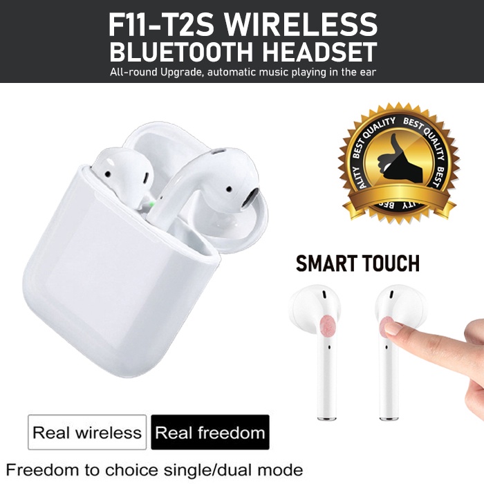 Jual Headset Bluetooth TWS Smart Mini F11 T2S - Auto Pairing Smart ...