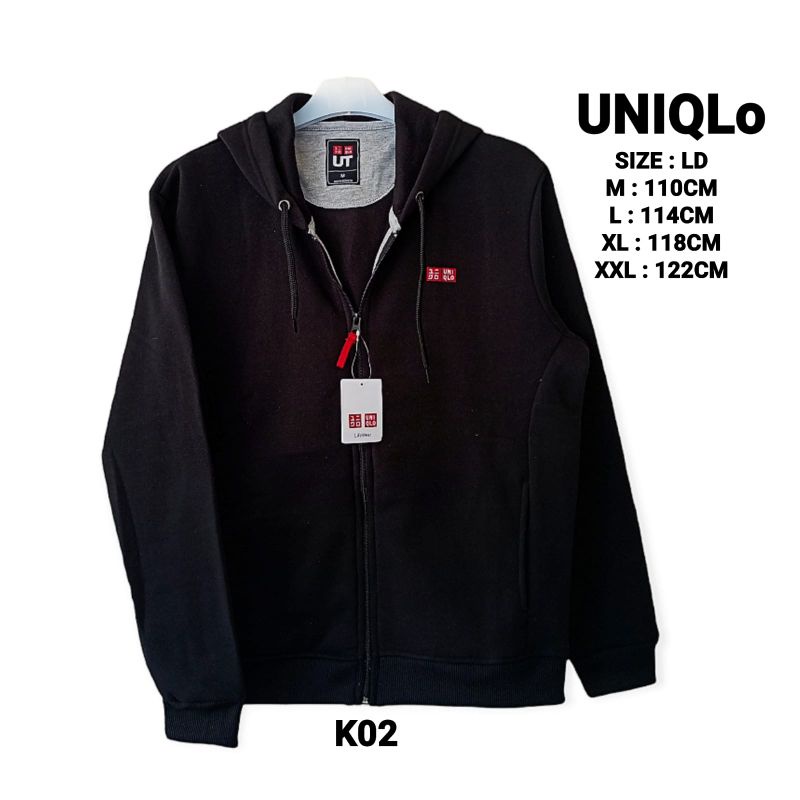 JAKET HOODIE PRIA BAHAN TEBAL BRAND UNIQLo ORIGINAL