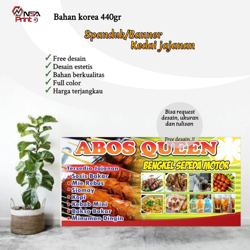 Jual Cetak banner/spanduk bahan korea 380gr, spanduk jajanan sosis