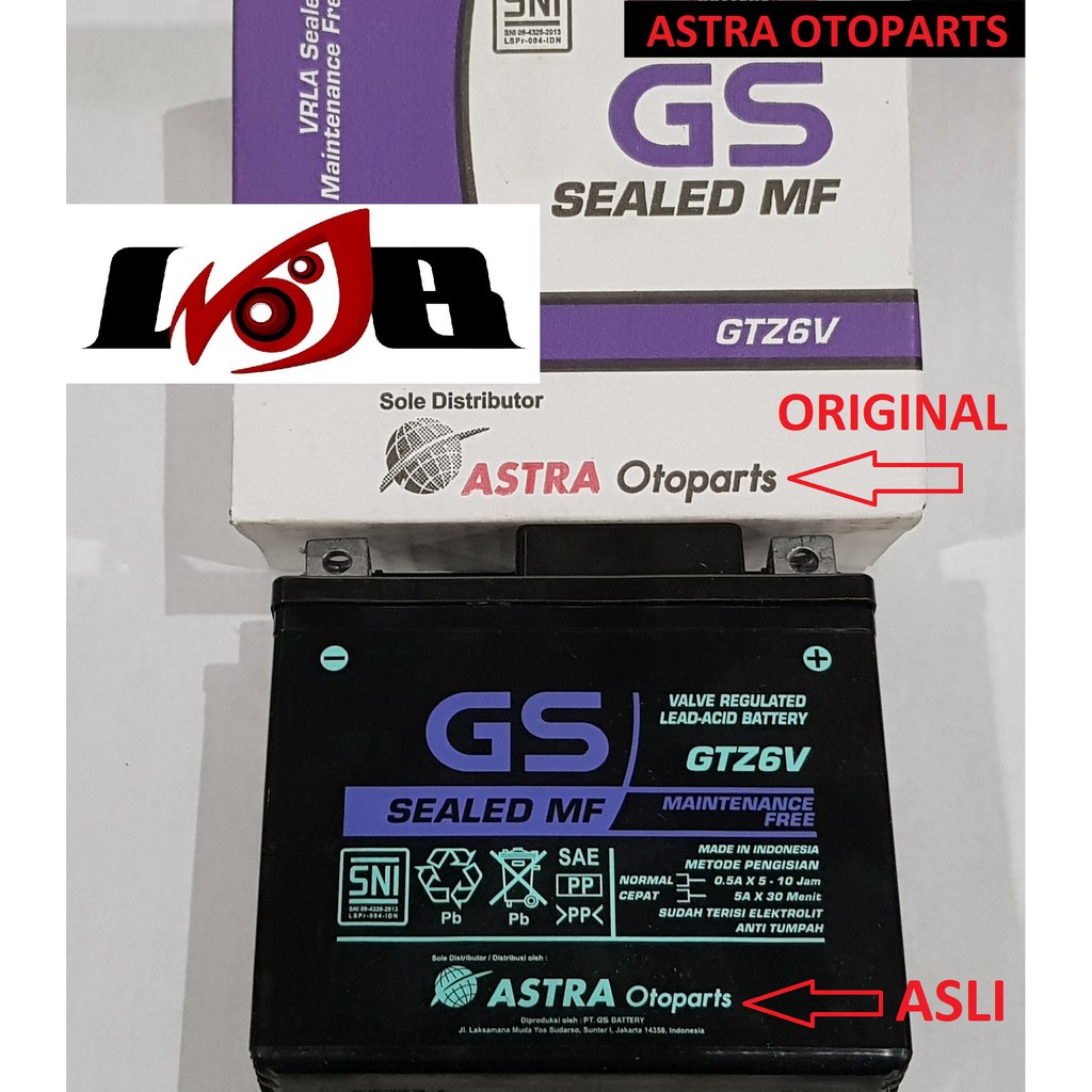 Jual GS Astra GTZ6V MF 5 ampere Aki Kering Vario 125 150 Nmax CB150R FU