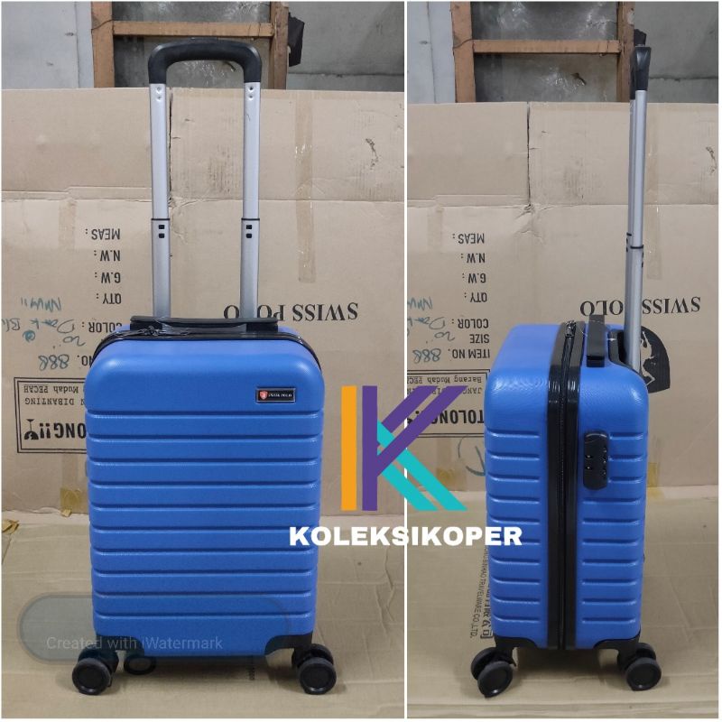 Jual Koper Import Swiss Polo Fiber Abs Biru Ukuran Kabin Inch Roda