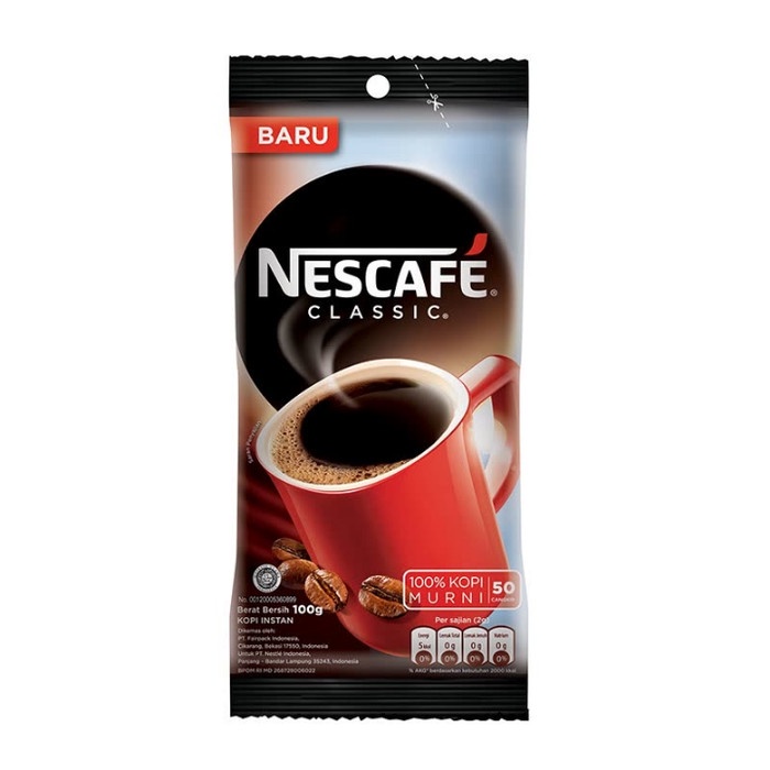 Jual Nescafe Classic Kopi Instan Kopi Hitam Sachet Bag 100g Shopee