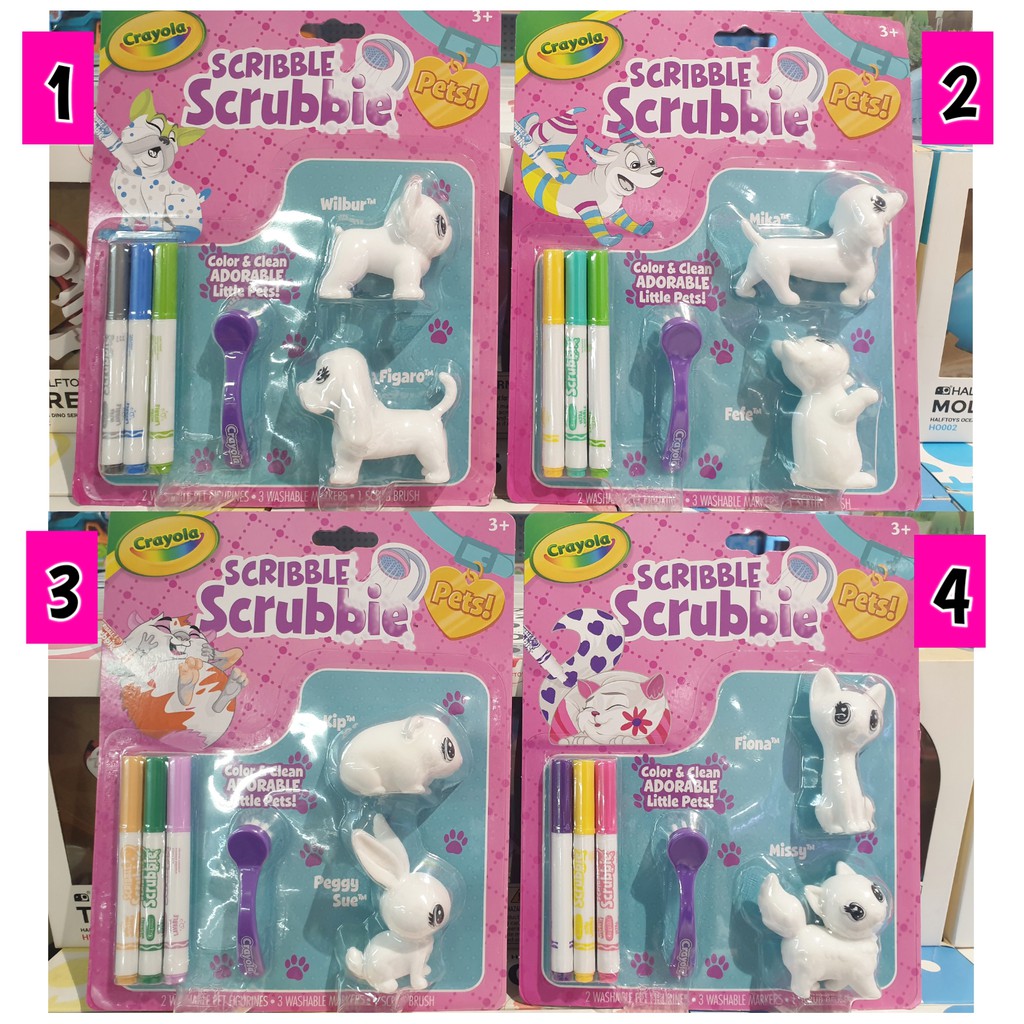 New Crayola Scribble Scrubbie Pets Dog Mika and Cat Fefe Set