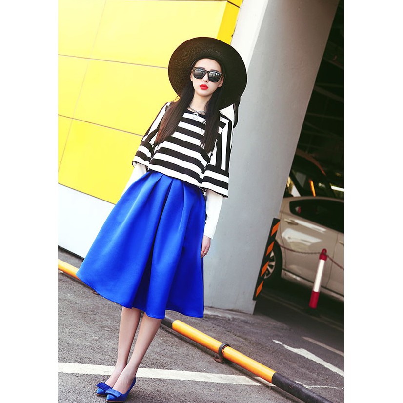Jual ROK FASHION BLUE COLOR(KL388) | Shopee Indonesia