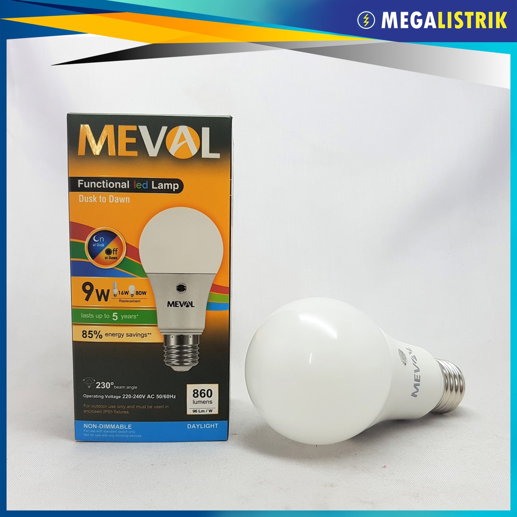 Jual MEVAL LAMPU BOHLAM SMART LED PHOTO SENSOR CAHAYA 9W / 9 WATT ...
