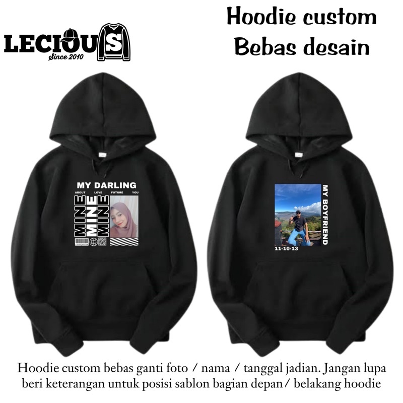 Jual HOODIE CUSTOM SABLON FOTO CUSTOM NAMA SABLON SATUAN