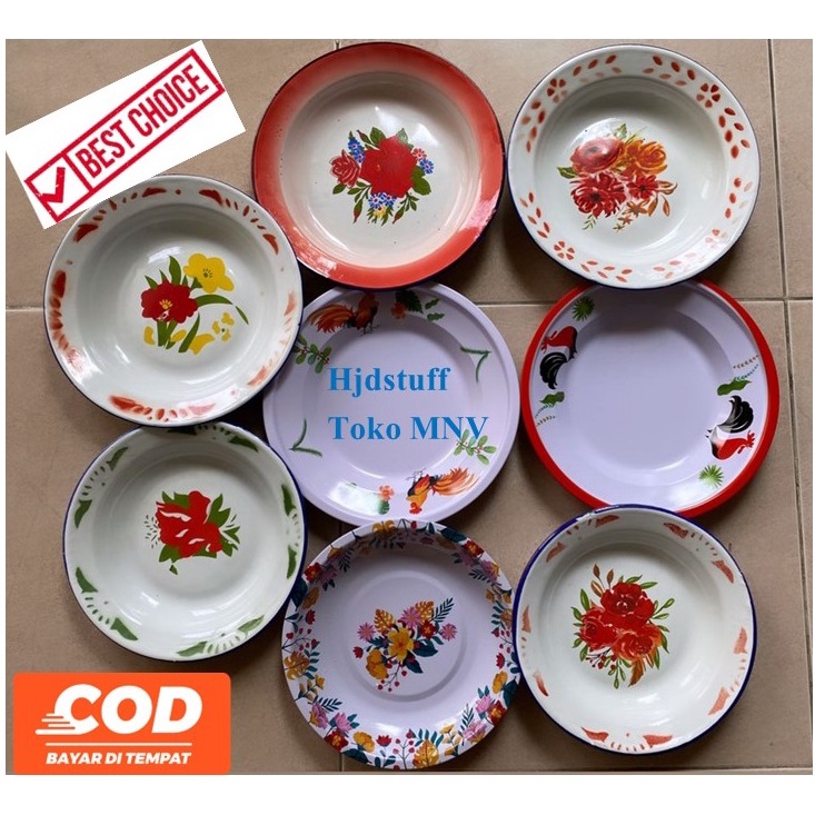 Jual Piring Enamel Cm Cm Cm Kaleng Seng Kembangan Jadul Vintage Kuno Shopee