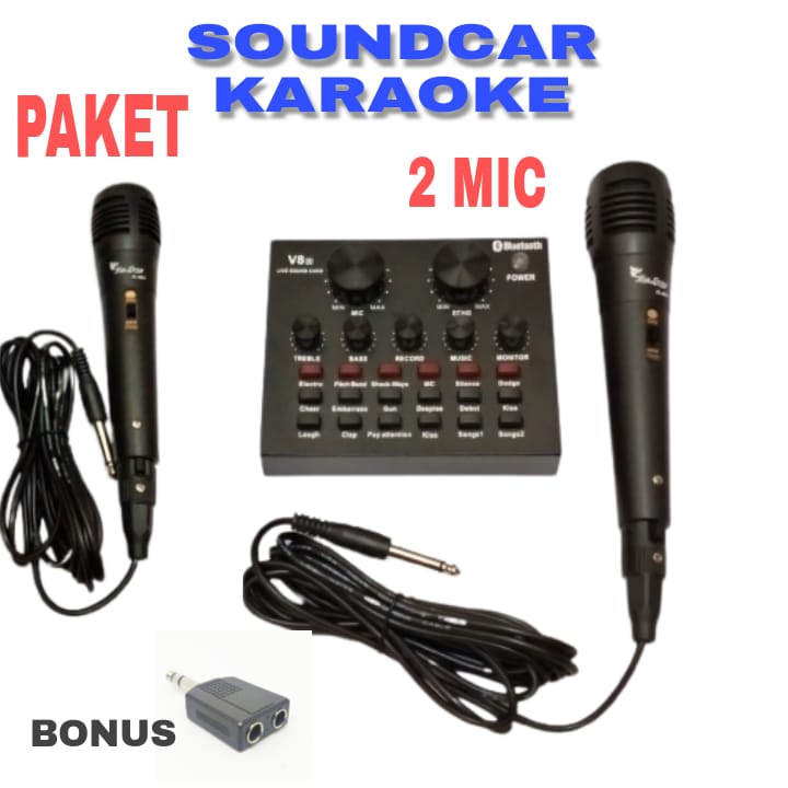 Jual SOUND CARD // Paket Karaoke Keluarga TaffSTUDIO Bluetooth Audio Mic External Shopee Indonesia