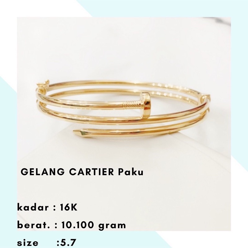 Jual Gelang Emas Cartier Paku 10.100 Gr Cartir Shopee Indonesia