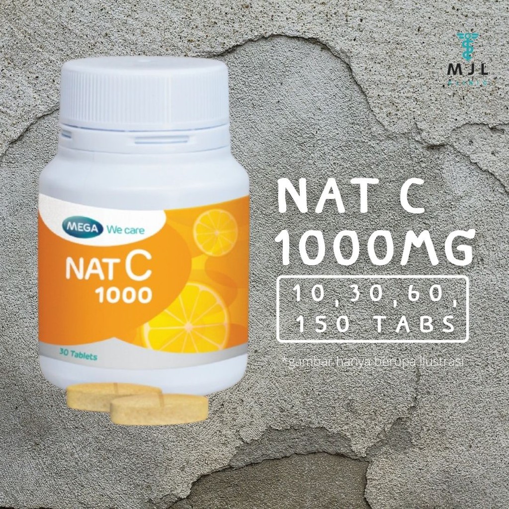 Jual Mega We Care Nat C 1000mg 10 Tabs 30 Tabs | Shopee Indonesia