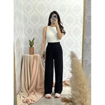 Cassie Pants Celana Highwaist Kulot Rajut Stretch Adem Wanita