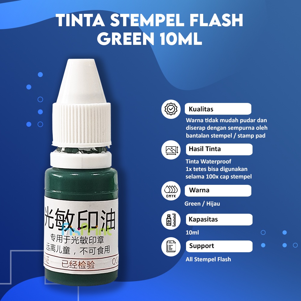 Jual Tinta Stempel Flash Green 10ml Stamp Ink Waterproof Green 10ml ...