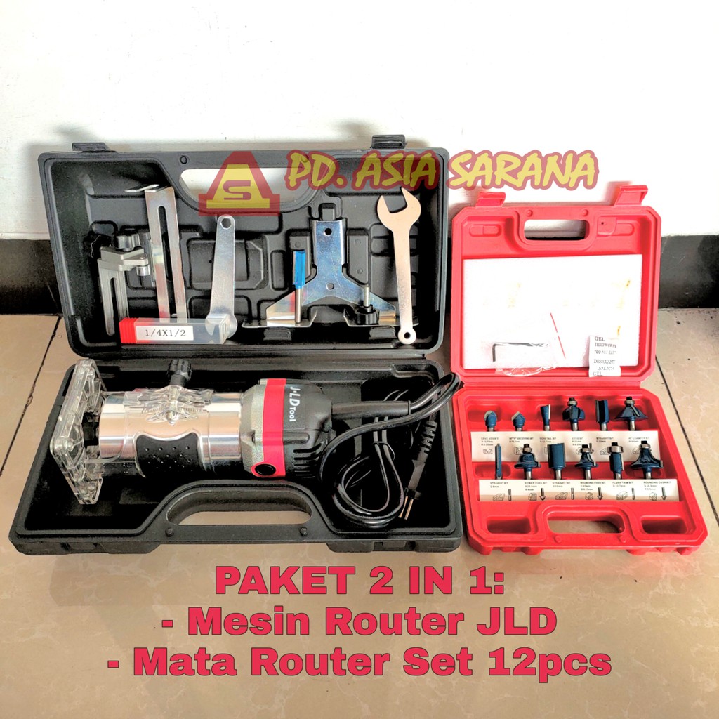 Jual [PAKET] Mesin Router Profil MT370 + Mata Trimmer Kayu Set 12pcs ...