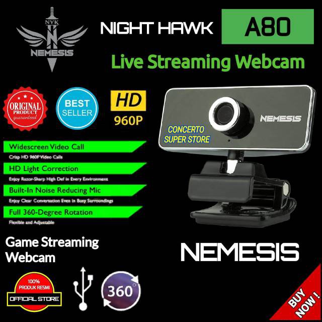 Jual WEBCAM NYK Nemesis A80 Night Hawk Streamer HD 960P | Shopee Indonesia