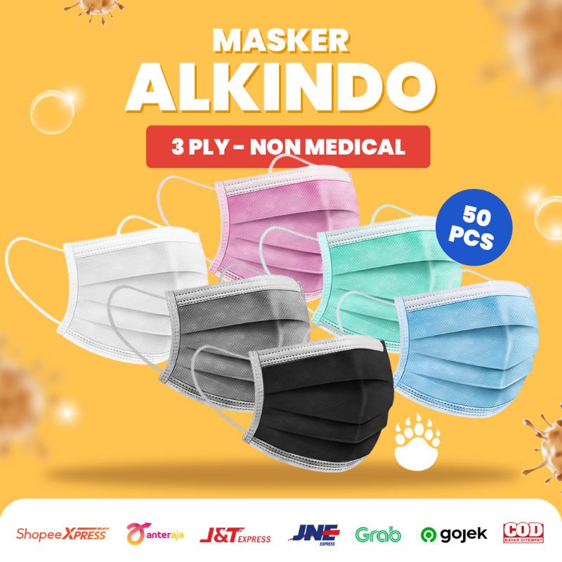 Jual Masker 3ply Earloop Alkindo Careion Masker 3 Ply Disposable Face ...