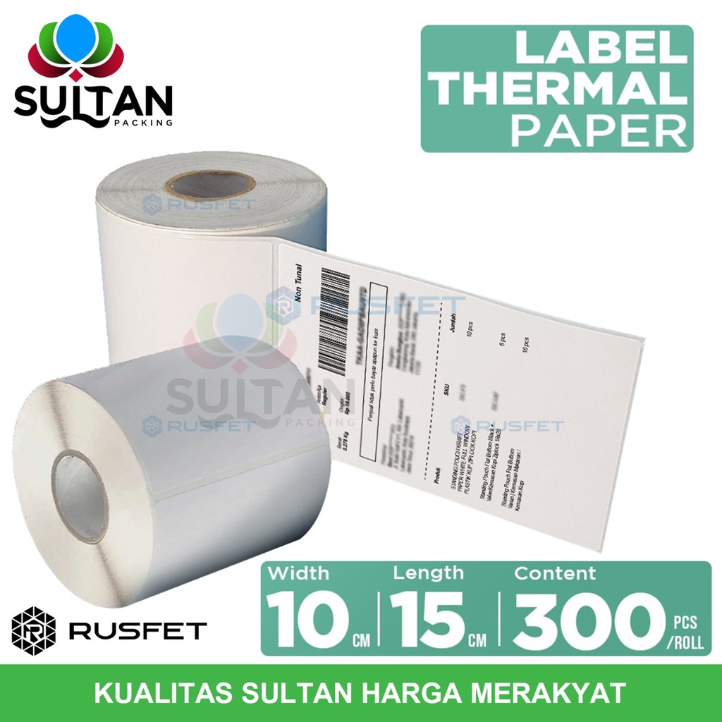 Jual Label Kertas Sticker Thermal Rusfet Resi Paper stiker printer ...
