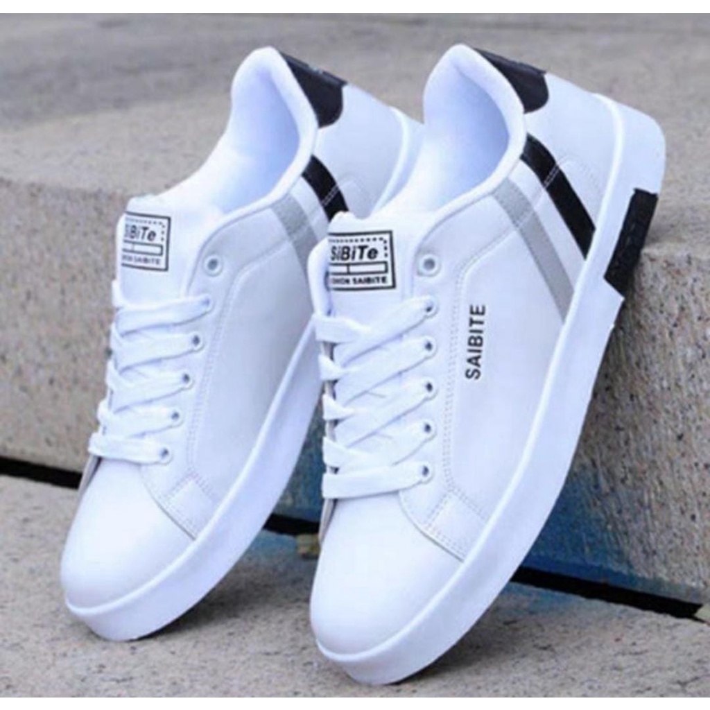 Jual Sepatu pria sneakers hitam putih kets casual outfit ootd hitam ...