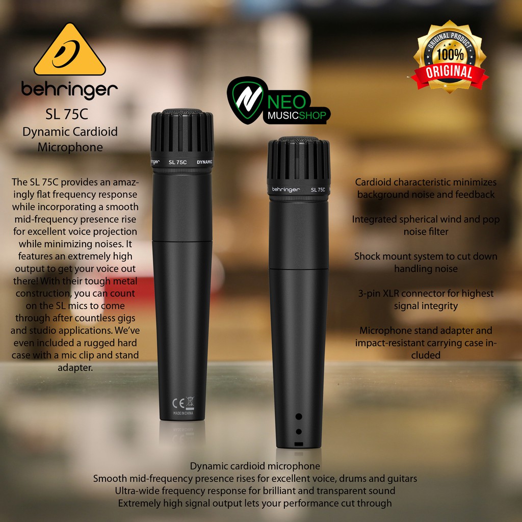 Jual Behringer SL75C Dynamic Cardioid Microphone flat frequency