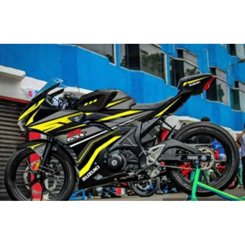 Jual Decal Striping Stiker Suzuki GSX R150 Hitam (List Kuning dan Abu ...