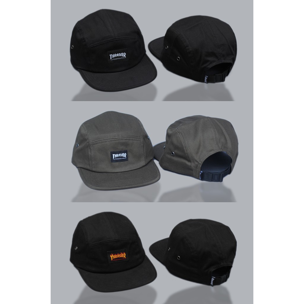 Jual Topi Thrasher Font & Flame 5 Panel Camp Cap | Shopee Indonesia