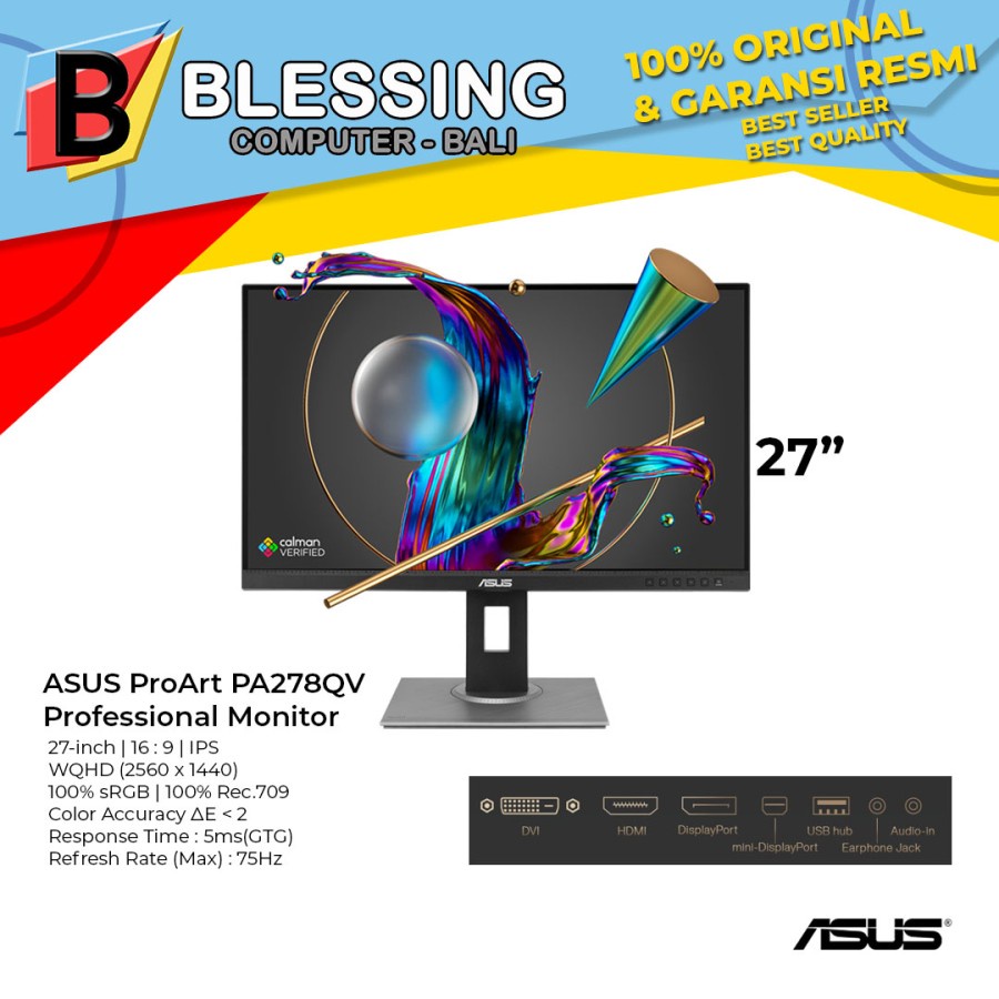 Jual Monitor ASUS ProArt PA278QV 27 Inch IPS WQHD (2560 X 1440) 100% ...