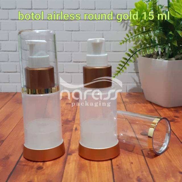 Jual Botol airless round 15 ml gold (MIN 10 PCS) | Shopee Indonesia