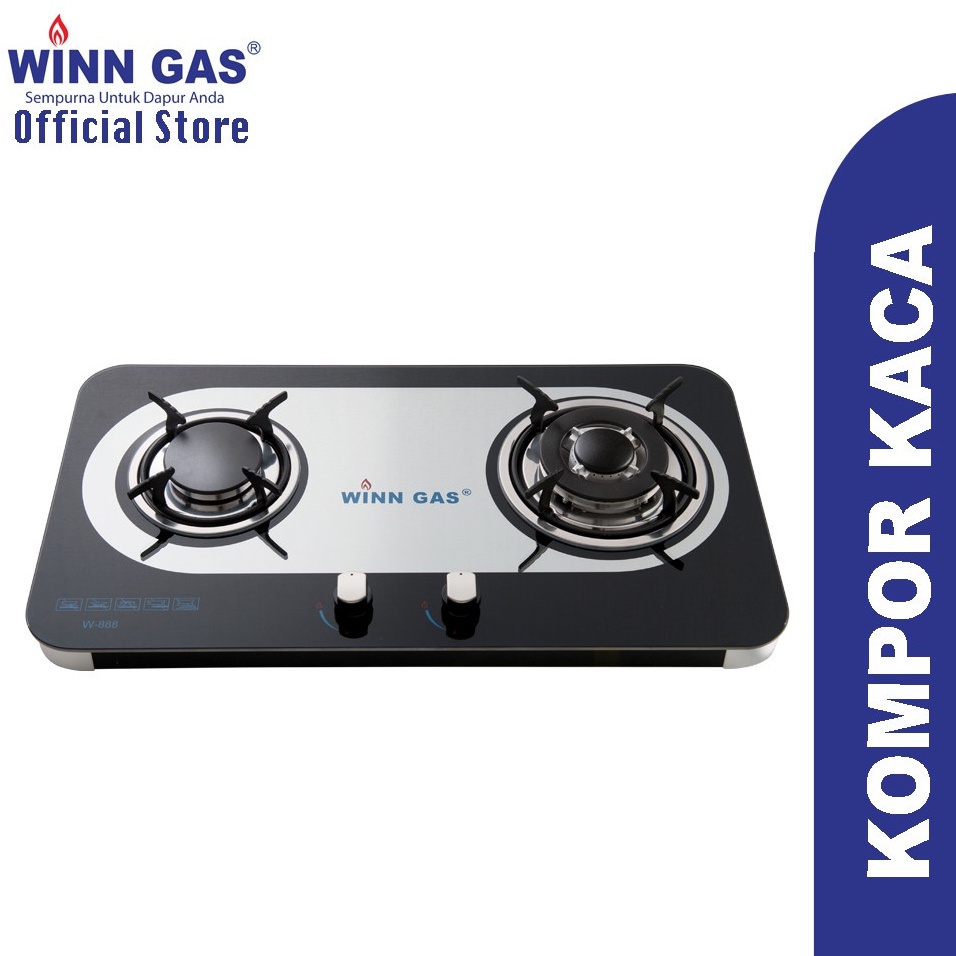 Jual Winn Gas Kompor Gas Tanam Kaca 2 Tungku - W888 | Shopee Indonesia