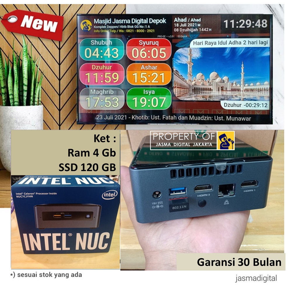 Jual Jam Sholat Masjid Tv Led Jasma Digital NUC powered by Intel