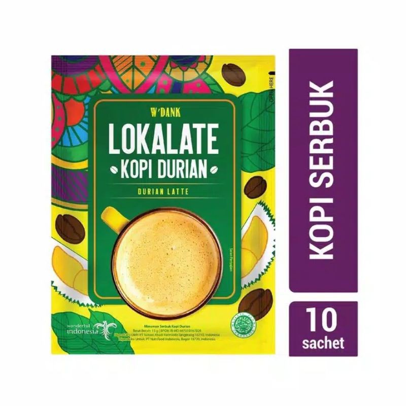 Jual Lokalate Kopi Durian 10 sachet / Lokalate Kopi Durian renceng