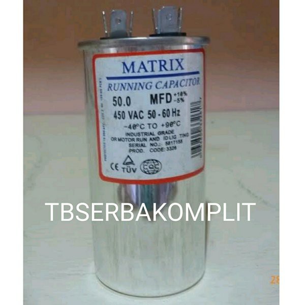 Jual Kapasitor 50 MFD 450V Kompresor AC Running Capacitor Matrix 2x4 ...