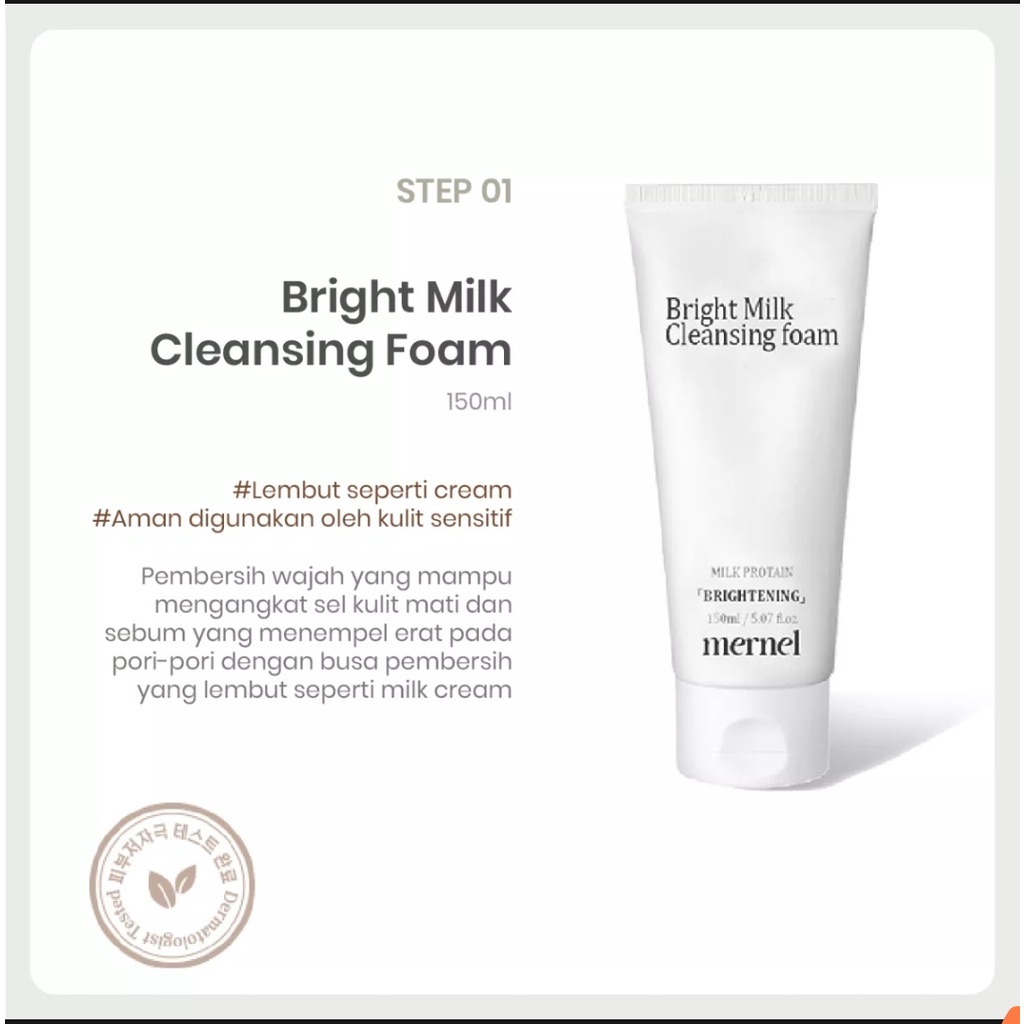 Jual NEW - MERNEL SKINCARE - BRIGHT MILK CLEANSING FOAM / TONER ...
